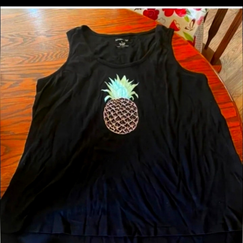 AMBRIELLE BLACK PJ TANK WITH PINEAPPLE PRINT 3x